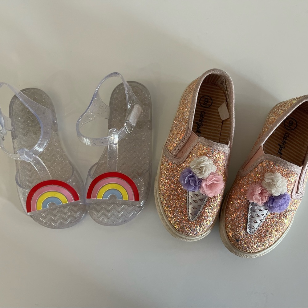 Girls 9T jelly and slide on shoes